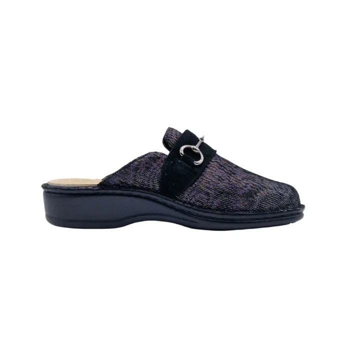 Pantofole ortopediche donna con plantare estraibile Ecosanit 113T030 nero vista mediale