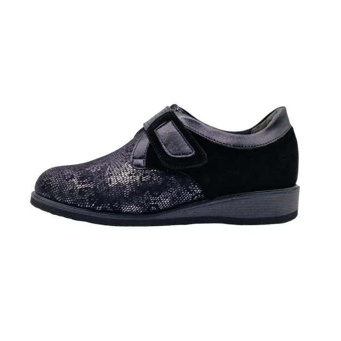 Scarpe per alluce valgo e dita a martello donna Loren O5873 asfalto vista laterale