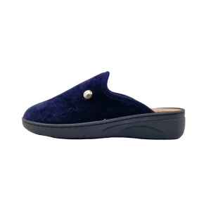 Pantofole donna in pile Grunland CI3449 blu vista laterale